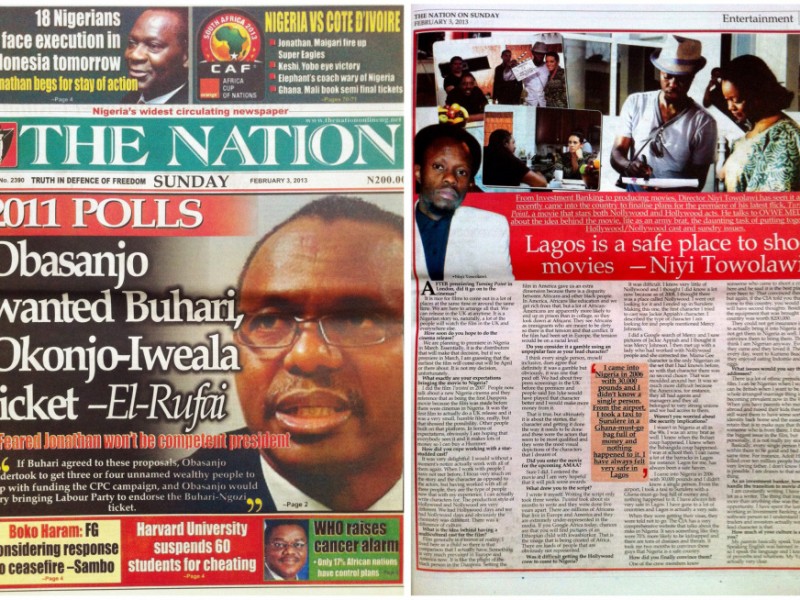 Turning Point and Director Niyi Towolawi in Nigerian Dailies