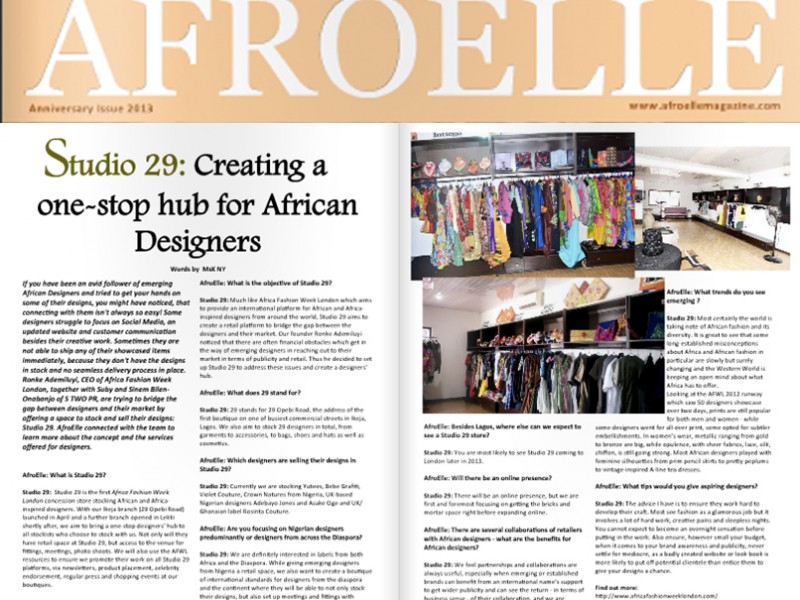 Studio 29 Featured in AfroElle Magazine Anniversary Issue