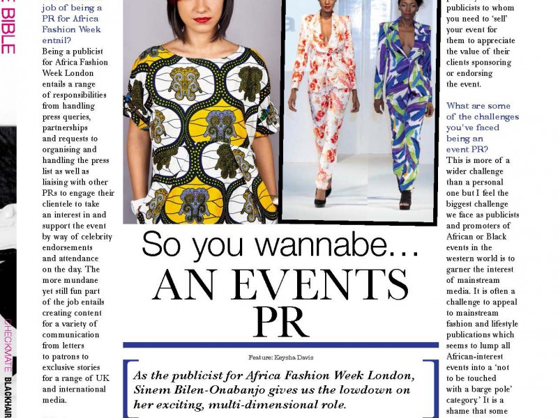 S TWO’s Sinem Talks Africa Fashion Week Publicity in Black Hair Magazine