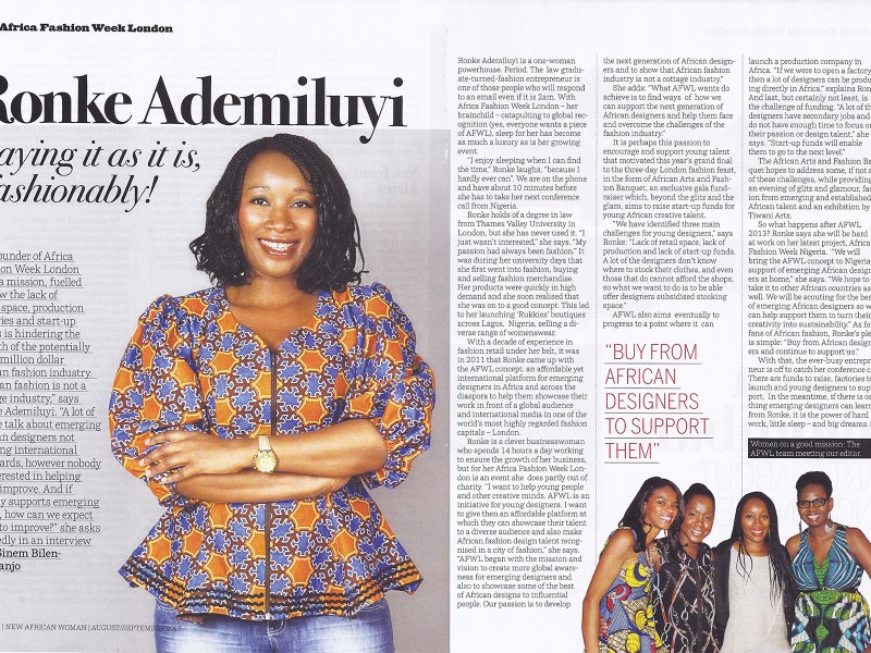 Africa Fashion Week London Founder Ronke Ademiluyi in New African Woman AFWL Special