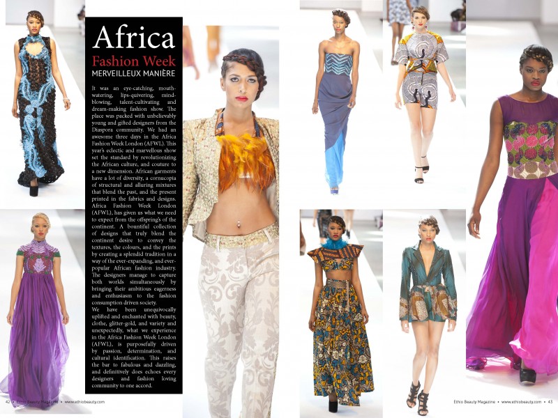 Africa Fashion Week London 2013 Featured in Ethio Beauty Magazine with a Whopping 14-Page Coverage