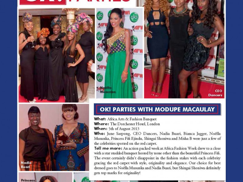 African Arts and Fashion Banquet and Africa Fashion Week London 2013 Featured in OK! Nigeria September 2013